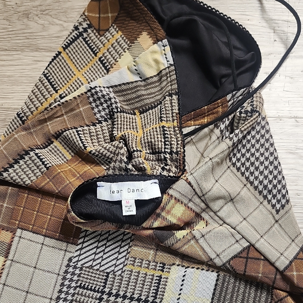 Bear Dance Patchwork Mini Dress - Brown and Tan - Picture 7 of 9